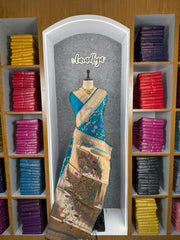 Parrot & Floral Weaving Paithani Soft Silk Saree