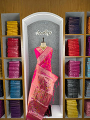 Parrot & Floral Weaving Paithani Soft Silk Saree