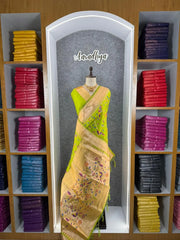 Parrot & Floral Weaving Paithani Soft Silk Saree