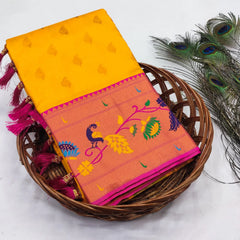 Traditional Wedding Marigold Paithani Saree