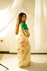 Floral Meena Zari Pallu Paithani Silk Saree