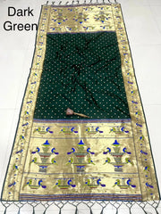 Dupatta - Pure Zari Peacock Motif Paithani Dupatta