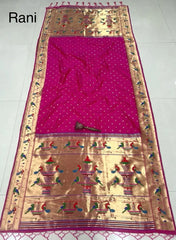 Dupatta - Pure Zari Peacock Motif Paithani Dupatta