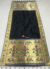 Dupatta - Pure Zari Peacock Motif Paithani Dupatta