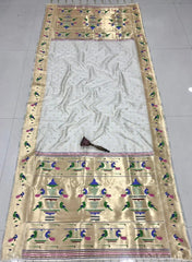 Dupatta - Pure Zari Peacock Motif Paithani Dupatta