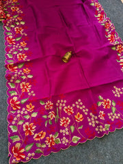 Elegant Matka Silk Embroidered Saree
