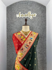 Rajwadi Mor Paithani Zari Butti Saree