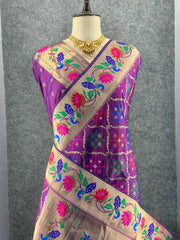 Pure Soft Silk Bandhani Patola Fusion Paithani Saree
