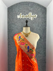 Pure Soft Silk Bandhani Patola Fusion Paithani Saree