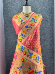 Pure Soft Silk Bandhani Patola Fusion Paithani Saree