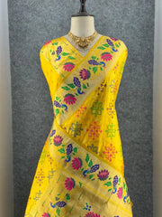 Pure Soft Silk Bandhani Patola Fusion Paithani Saree