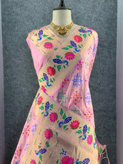 Pure Soft Silk Bandhani Patola Fusion Paithani Saree