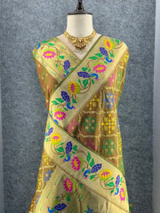 Pure Soft Silk Bandhani Patola Fusion Paithani Saree