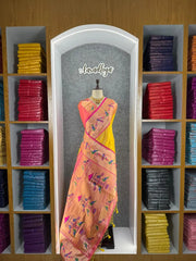Banarsai Peacock & Parrot Weaving Paithani Saree