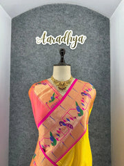 Banarsai Peacock & Parrot Weaving Paithani Saree