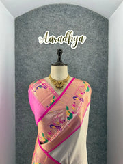 Banarsai Peacock & Parrot Weaving Paithani Saree