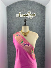 Banarsai Peacock & Parrot Weaving Paithani Saree