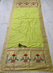 Dupatta - Pure Zari Traditional Peacock Motifs Paithani Dupatta