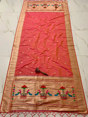 Dupatta - Pure Zari Traditional Peacock Motifs Paithani Dupatta