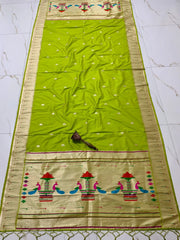 Dupatta - Pure Zari Traditional Peacock Motifs Paithani Dupatta