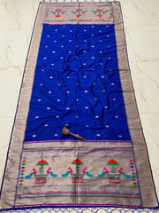 Dupatta - Pure Zari Traditional Peacock Motifs Paithani Dupatta
