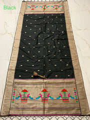 Dupatta - Pure Zari Traditional Peacock Motifs Paithani Dupatta