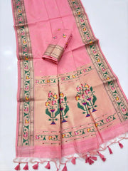 Soft Tussar Silk Pastel Paithani Saree