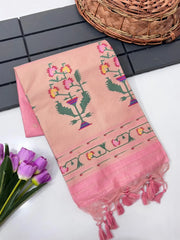 Soft Tussar Silk Pastel Paithani Saree
