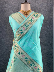 Soft Tussar Silk Pastel Paithani Saree