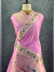Soft Tussar Silk Pastel Paithani Saree