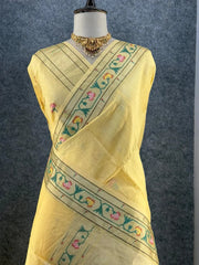 Soft Tussar Silk Pastel Paithani Saree