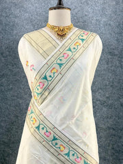 Soft Tussar Silk Pastel Paithani Saree