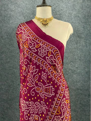 Premium Pure Gaji Silk Bandhani Dupatta