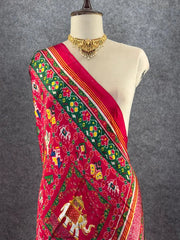 Animal Design Pure Gaji Silk Patola Dupatta
