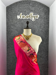 Banarsai Peacock & Parrot Weaving Paithani Saree