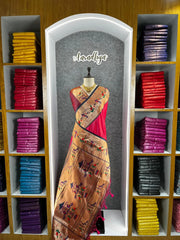 Banarsai Peacock & Parrot Weaving Paithani Saree