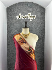 Banarsai Peacock & Parrot Weaving Paithani Saree