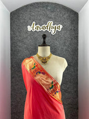 Banarsai Peacock & Parrot Weaving Paithani Saree