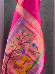 Pure Khadi Raw Silk Hiran Paithani Saree