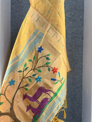 Pure Khadi Raw Silk Hiran Paithani Saree