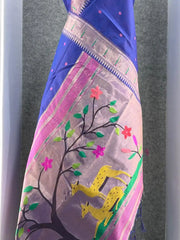 Pure Khadi Raw Silk Hiran Paithani Saree