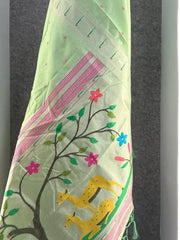 Pure Khadi Raw Silk Hiran Paithani Saree
