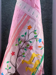 Pure Khadi Raw Silk Hiran Paithani Saree