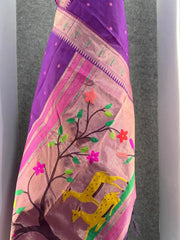Pure Khadi Raw Silk Hiran Paithani Saree