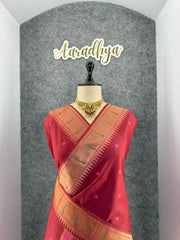 Pure Khadi Raw Silk Hiran Paithani Saree