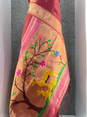 Pure Khadi Raw Silk Hiran Paithani Saree