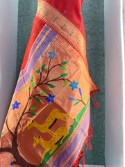 Pure Khadi Raw Silk Hiran Paithani Saree