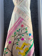 Pure Khadi Raw Silk Hiran Paithani Saree