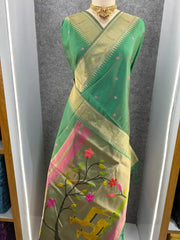 Pure Khadi Raw Silk Hiran Paithani Saree