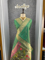 Pure Khadi Raw Silk Hiran Paithani Saree